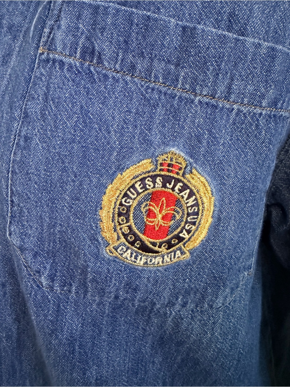 Vintage Guess Denim Button Up Top  100% Cotton 90s Y2K S Petite Preppy - Picture 3 of 7